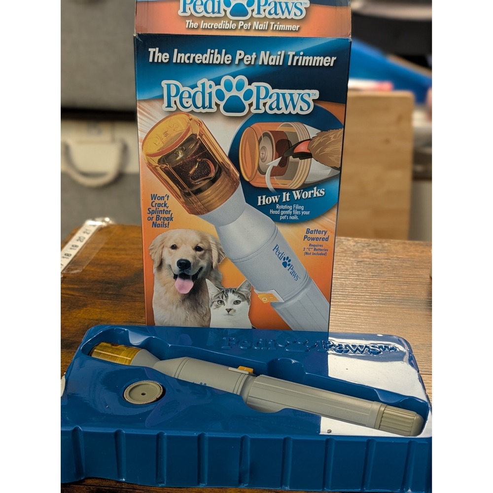 Pedi Paws Pet Nail Trimmer Grinder Dog Cat Grooming Tool Tested Working Box